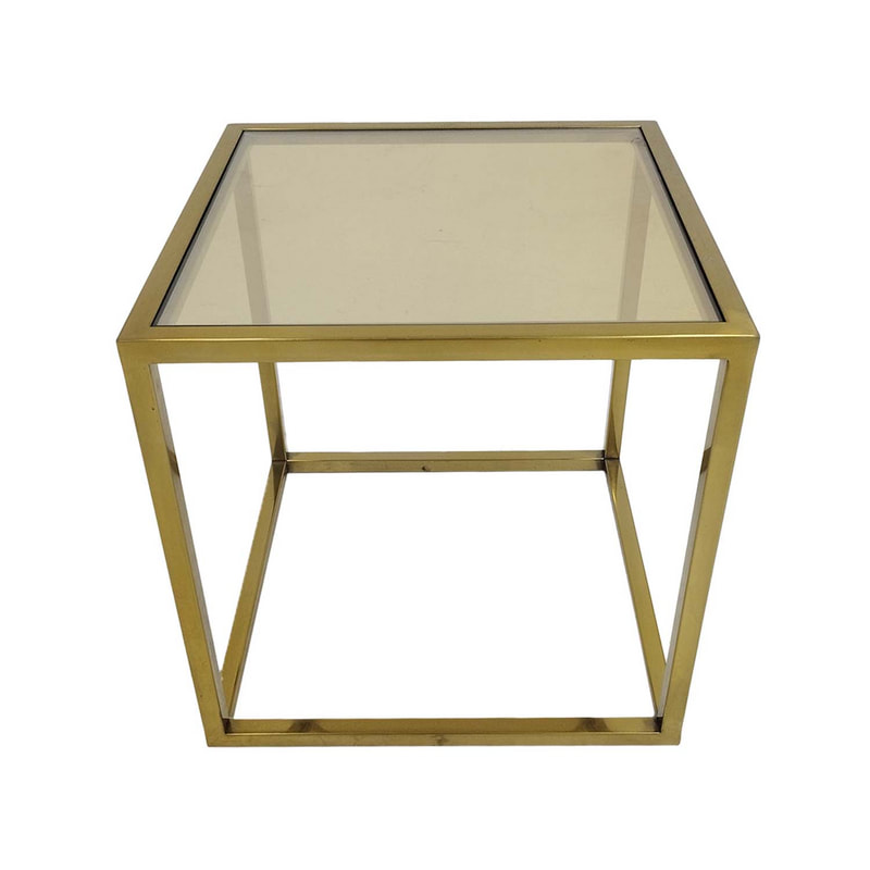 F-CS106-CG Enzo side table with champagne gold mirrored glass top and champagne gold plated frame