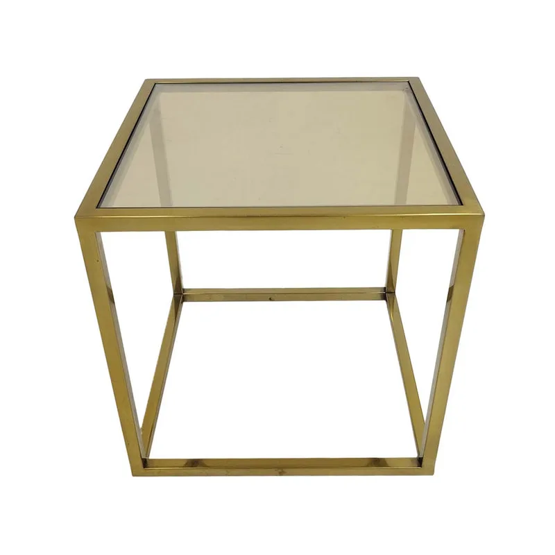 F-CS106-CG Enzo side table with champagne gold mirrored glass top and champagne gold plated frame