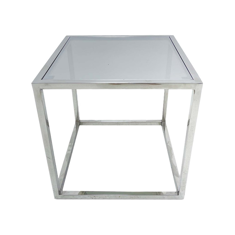 F-CS106-SI Enzo side table with silver mirrored glass top and silver plated frame