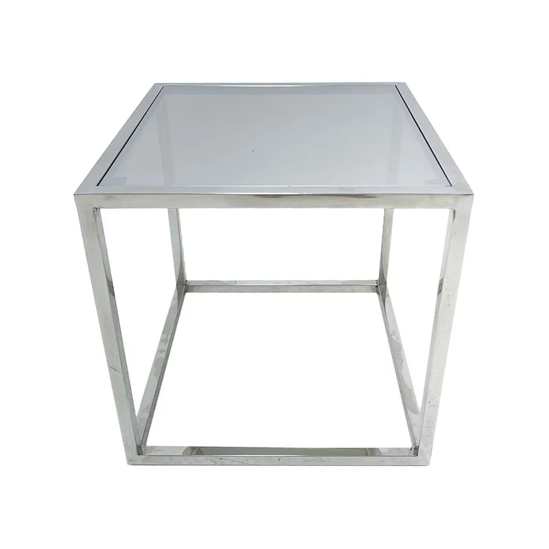 F-CS106-SI Enzo side table with silver mirrored glass top and silver plated frame