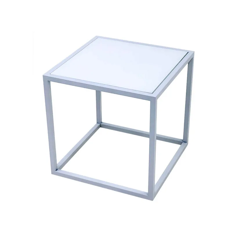 F-CS106-WH Enzo side table with white glass top and white metal frame