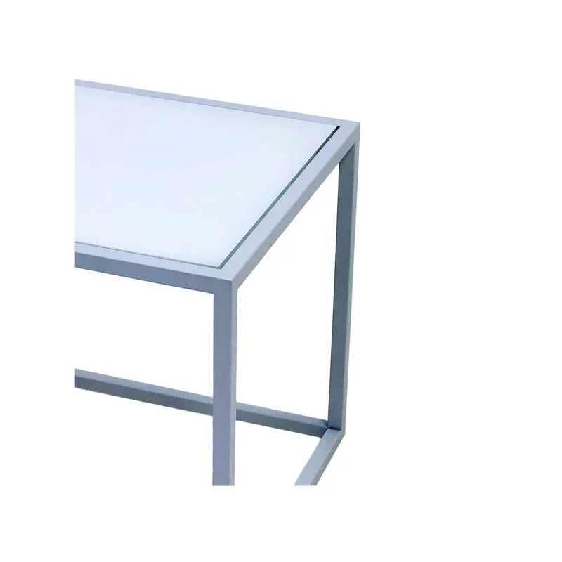 F-CS106-WH Enzo side table with white glass top and white metal frame