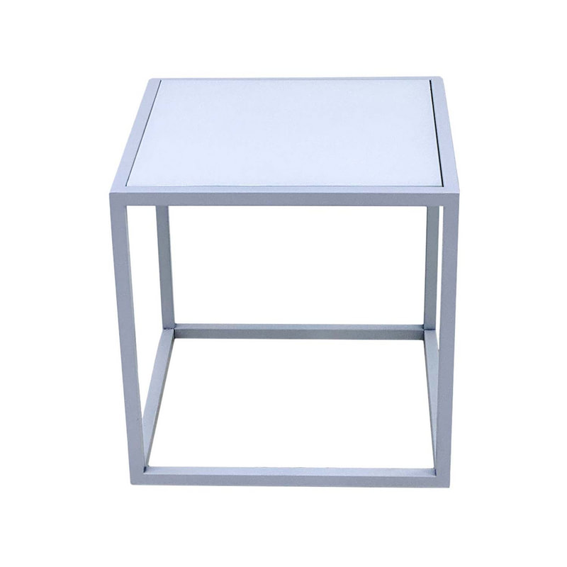 F-CS106-WH Enzo side table with white glass top and white metal frame