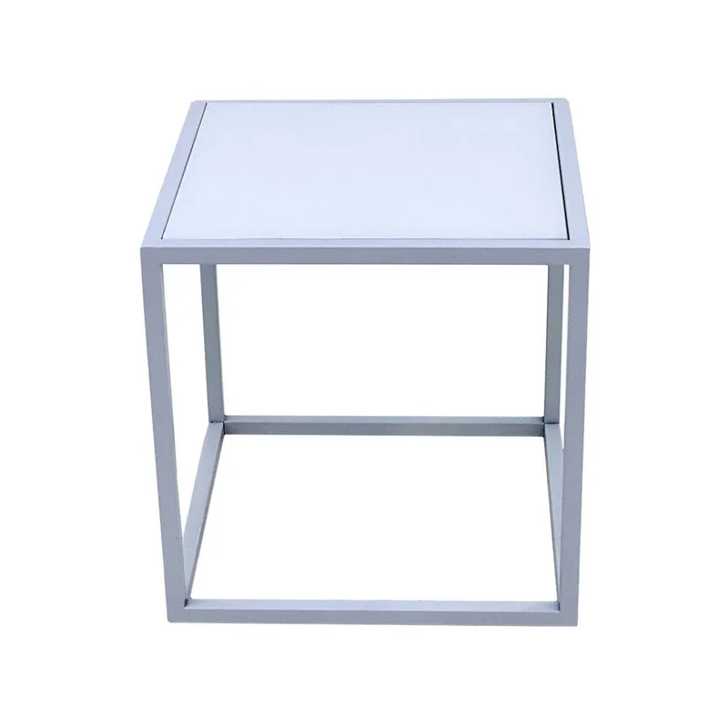 F-CS106-WH Enzo side table with white glass top and white metal frame