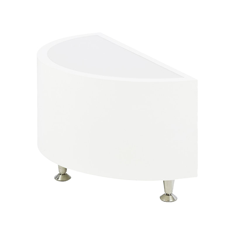 F-CS111-WH Barcelona curved side table in white with acrylic top and silver legs