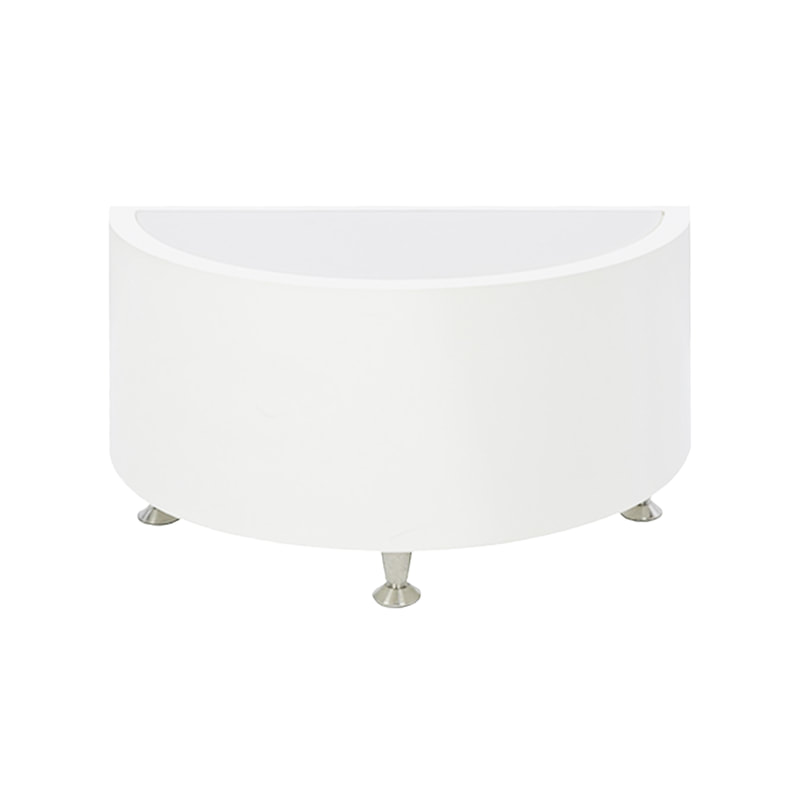 F-CS111-WH Barcelona curved side table in white with acrylic top and silver legs