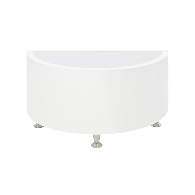 F-CS111-WH Barcelona curved side table in white with acrylic top and silver legs