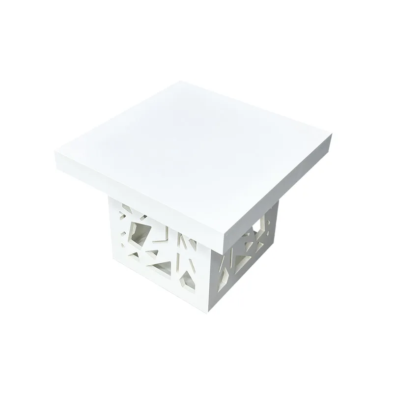F-CS142-WH Ollie side table with white top and mashrabiya pattern base