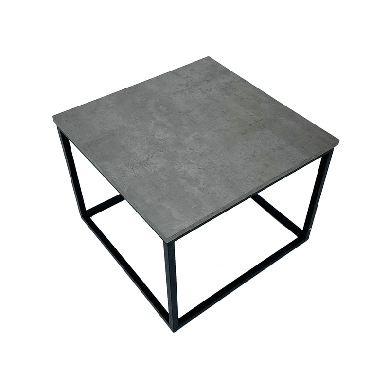 F-CS146-CC Madison square side table with concrete top and black metal frame