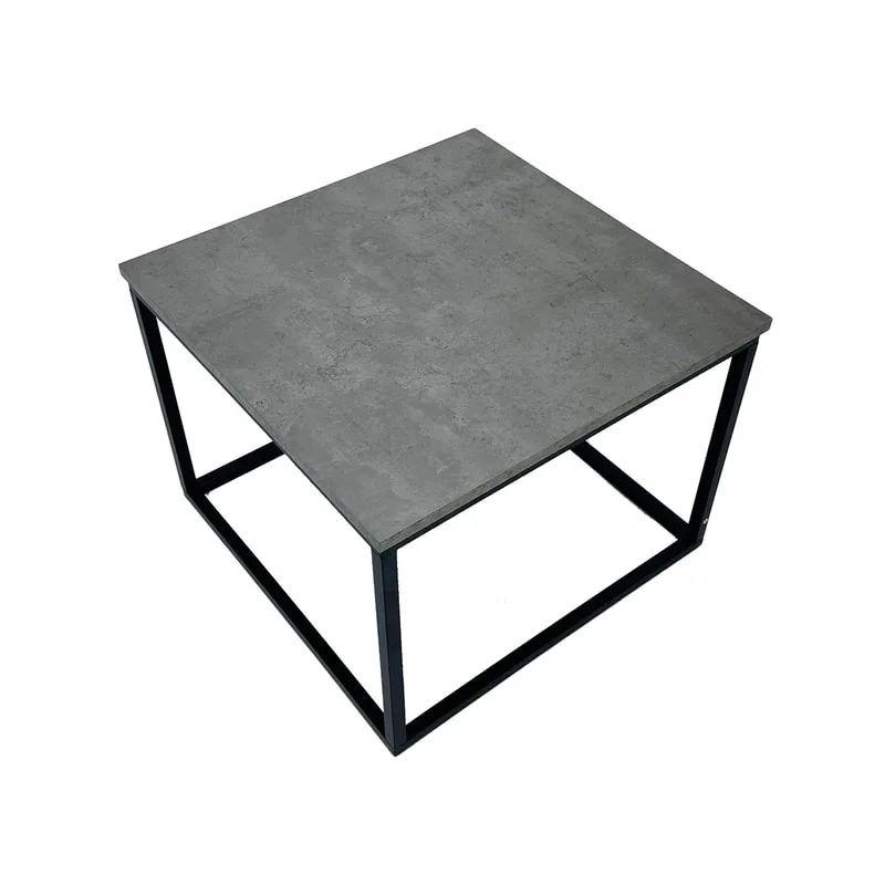 F-CS146-CC Madison square side table with concrete top and black metal frame