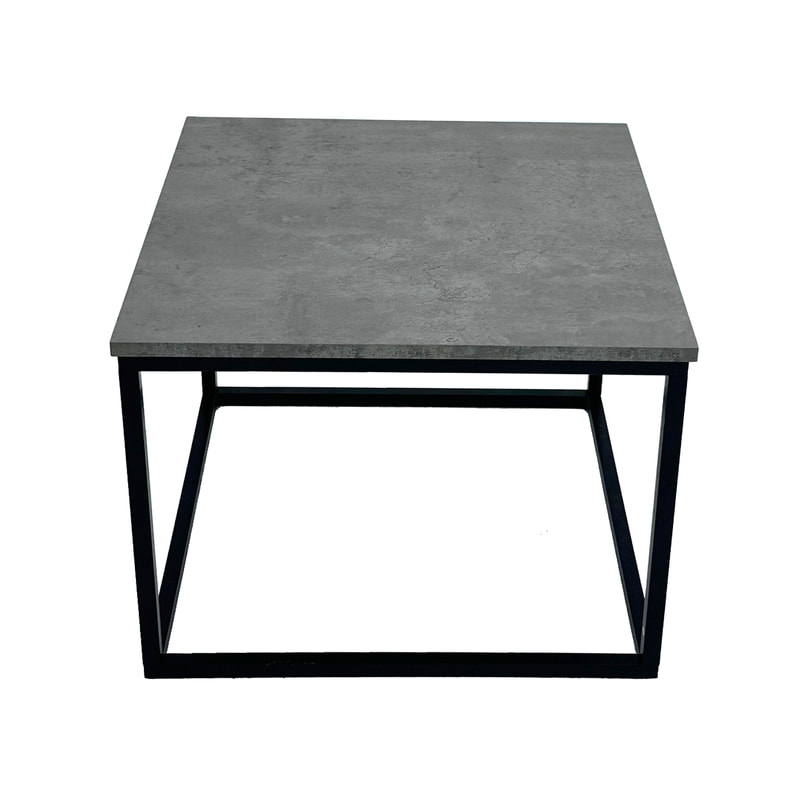F-CS146-CC Madison square side table with concrete top and black metal frame