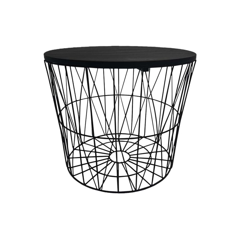 F-CS167-BL Danish round coffee table in black wire frame and top