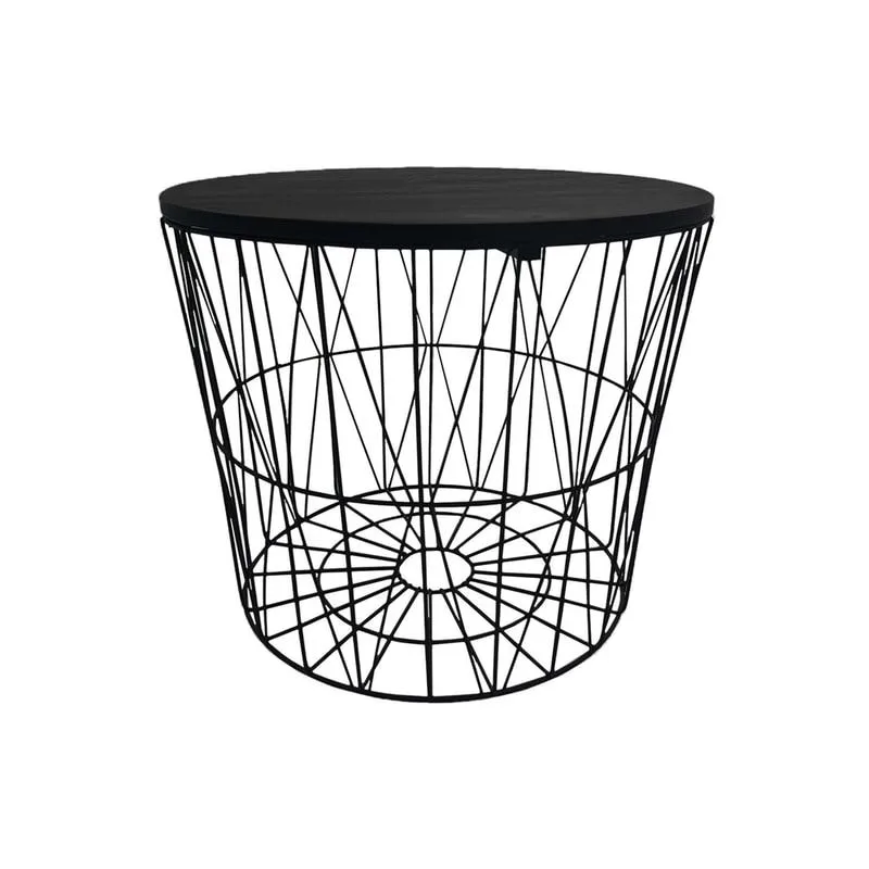 F-CS167-BL Danish round coffee table in black wire frame and top
