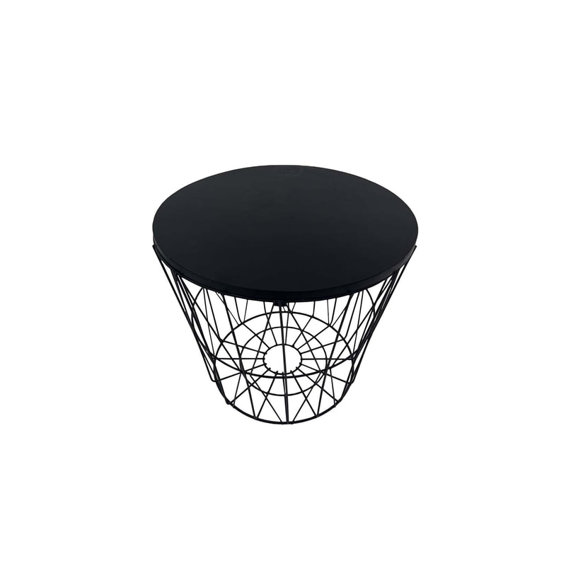 F-CS168-BL Danish round side table in black wire frame and top