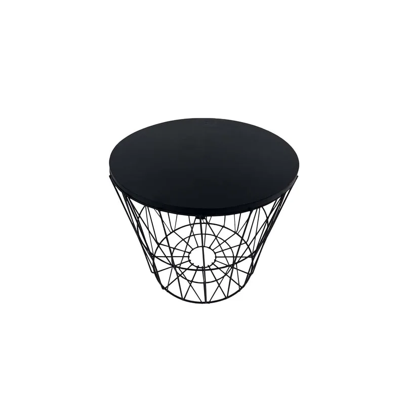 F-CS168-BL Danish round side table in black wire frame and top