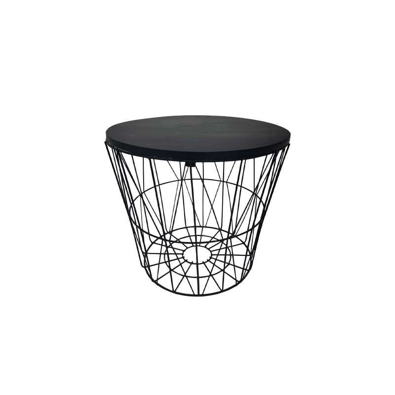 F-CS168-BL Danish round side table in black wire frame and top