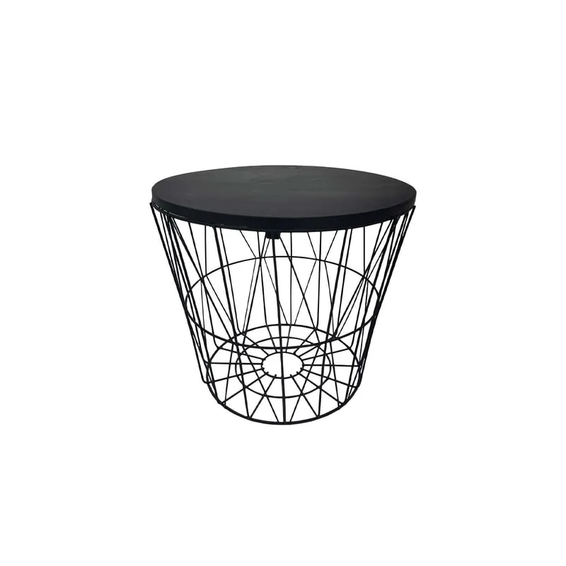 F-CS168-BL Danish round side table in black wire frame and top