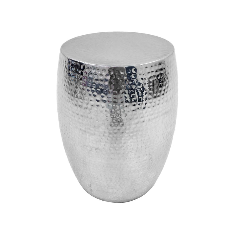 F-CS170-SI Lavie side table round in silvered brass finish 