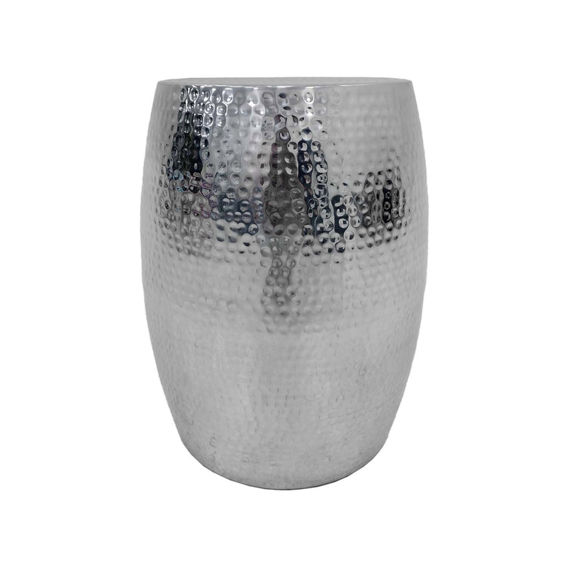 F-CS170-SI Lavie side table round in silvered brass finish 
