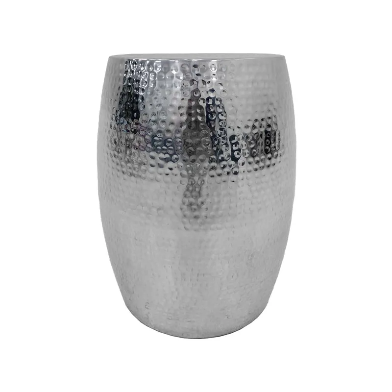 F-CS170-SI Lavie side table round in silvered brass finish 
