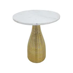 Bermuda Side Table - White + Gold ​F-CS172-GW