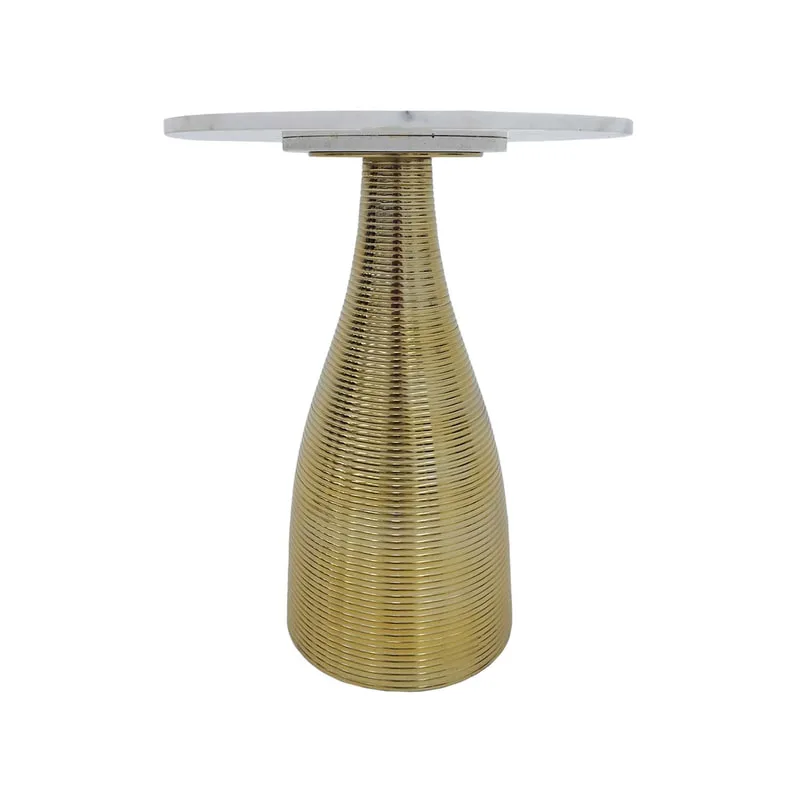 F-CS172-GW Bermuda side table with white marble top and gold base