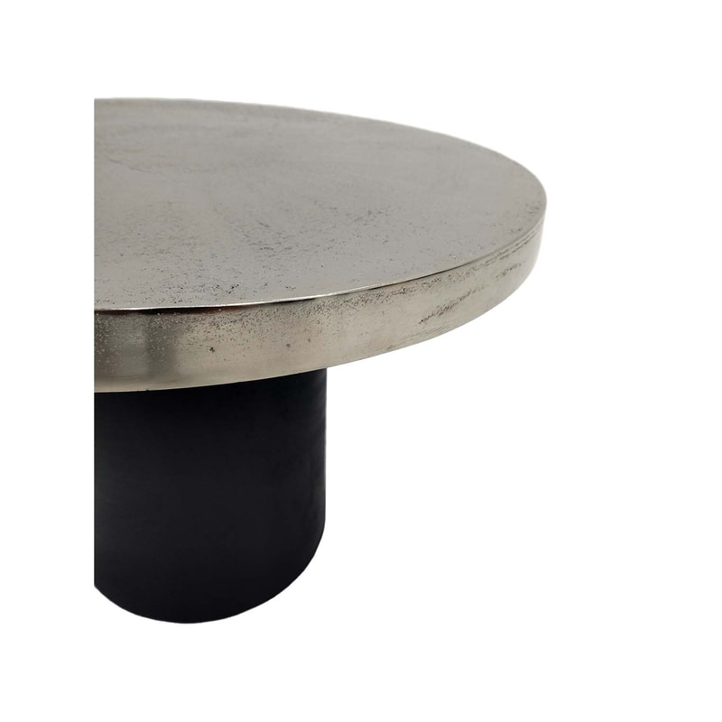 F-CS174-SI Venice side table with silver top and black base