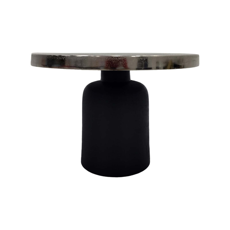 F-CS174-SI Venice side table with silver top and black base