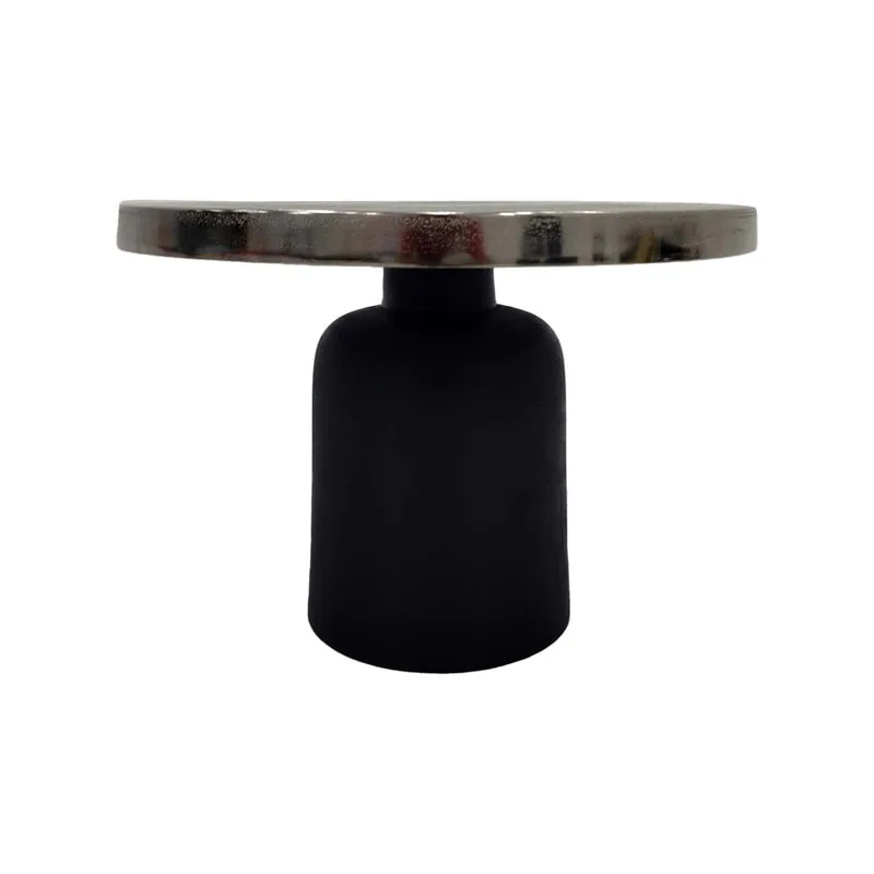 F-CS174-SI Venice side table with silver top and black base