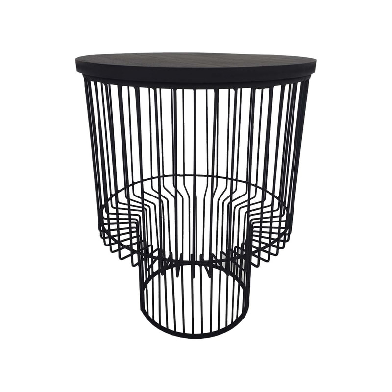 F-CS178-BL Ruby side table with black wire frame and top 