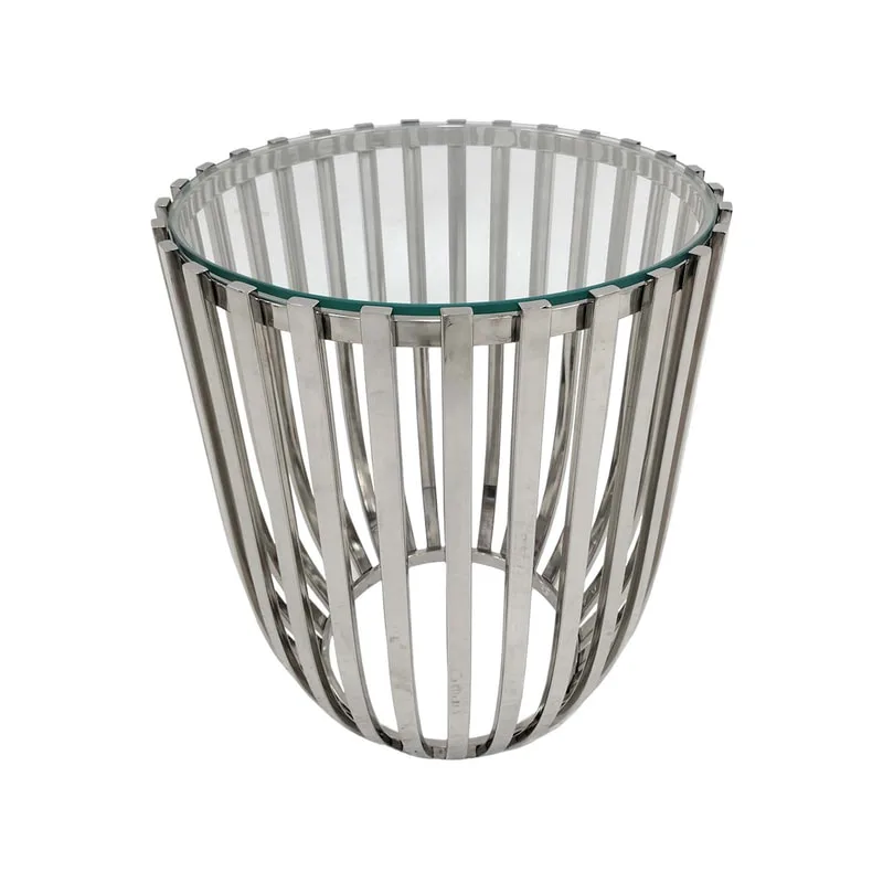 F-CS183-SI Avila side table in silver with a clear glass top