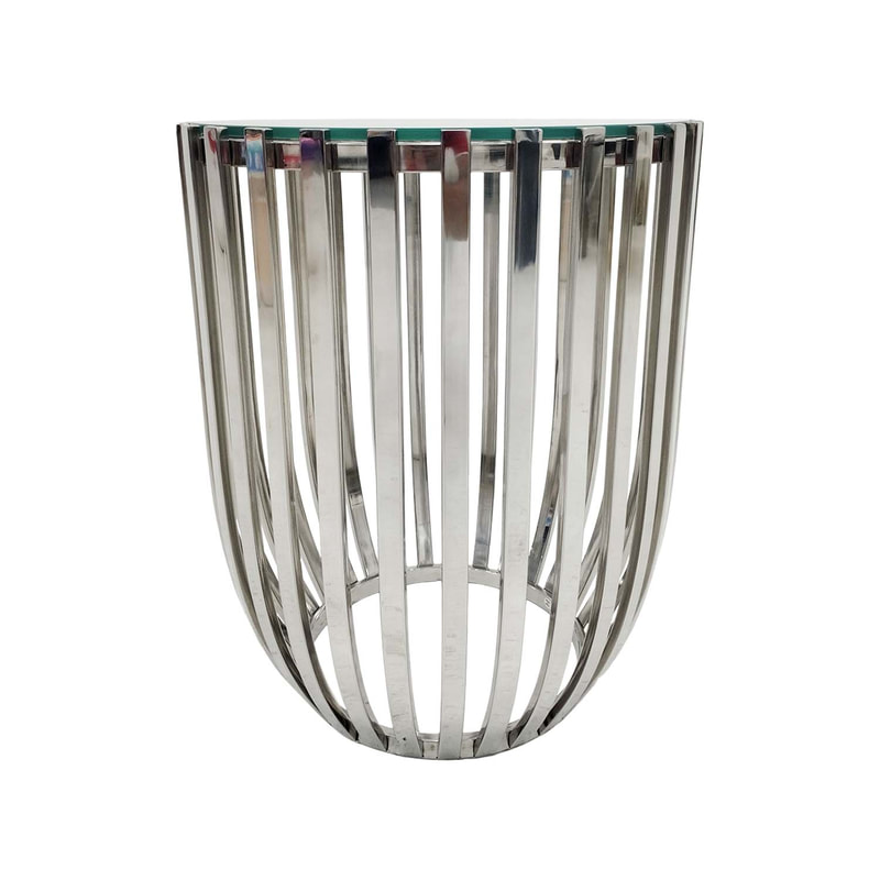 F-CS183-SI Avila side table in silver with a clear glass top