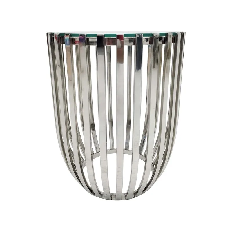 F-CS183-SI Avila side table in silver with a clear glass top