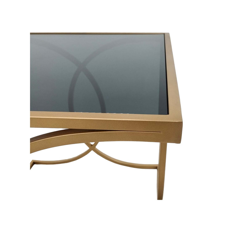 F-CS186-CG Tora side table with black glass top and champagne gold plated frame 