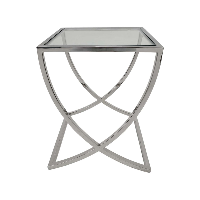 F-CS187-SI Trish side table with silver plated frame and clear glass top