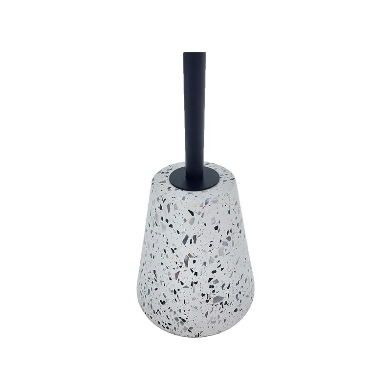 F-CS189-BW Divia side table round with stone base and black metal top 