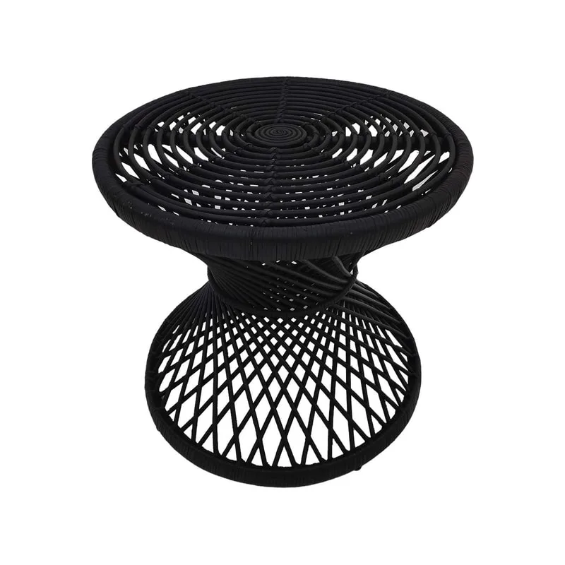 F-CS204-BL Peacock side table with black cane frame 