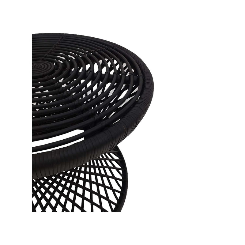 F-CS204-BL Peacock side table with black cane frame 