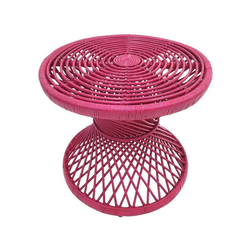 F-CS204-HP Peacock side table with hot pink cane frame 