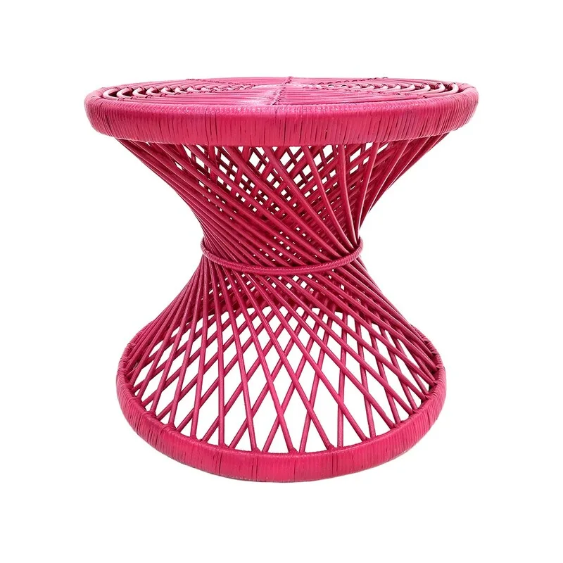 F-CS204-HP Peacock side table with hot pink cane frame 