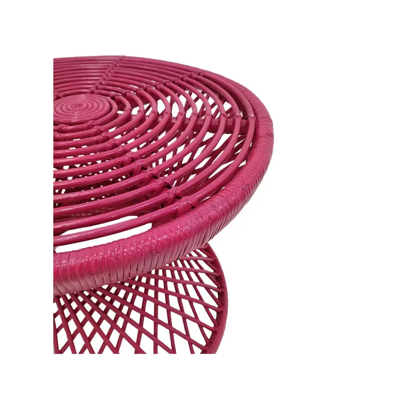 F-CS204-HP Peacock side table with hot pink cane frame 