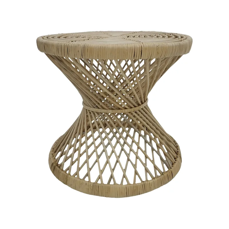 F-CS204-NT Peacock side table with natural cane frame 