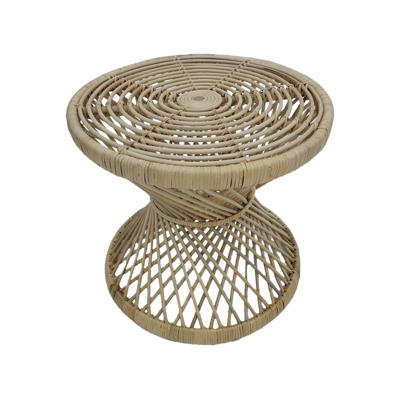 F-CS204-NT Peacock side table with natural cane frame 