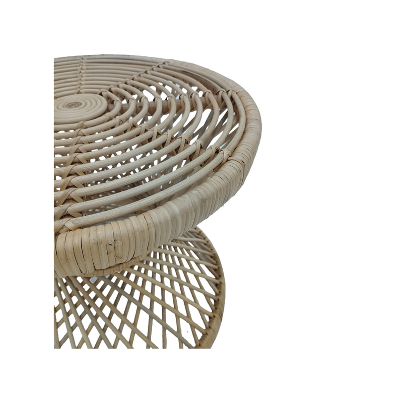 F-CS204-NT Peacock side table with natural cane frame 