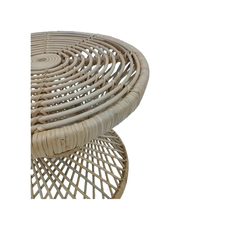F-CS204-NT Peacock side table with natural cane frame 