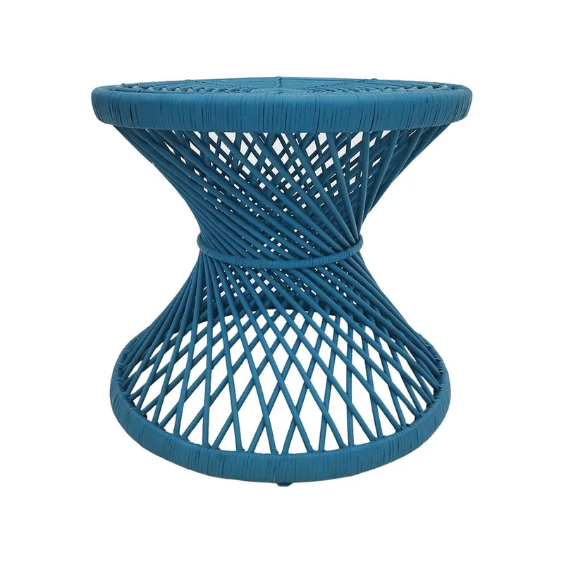 F-CS204-TQ Peacock side table with turquoise cane frame 