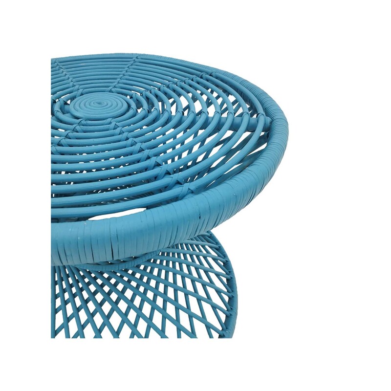 F-CS204-TQ Peacock side table with turquoise cane frame 