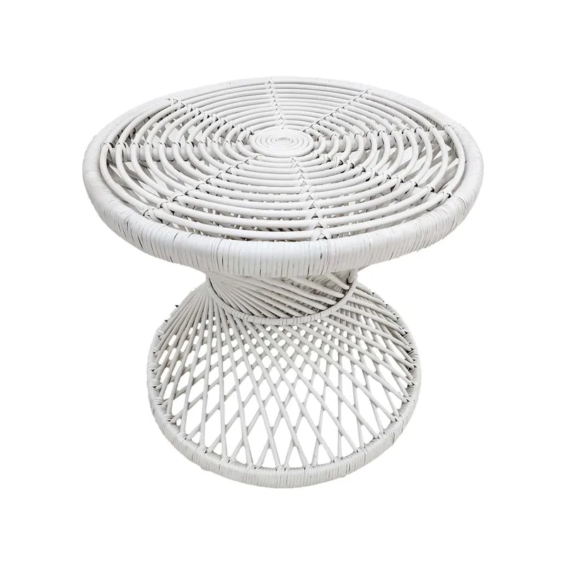 F-CS204-WH Peacock side table with white cane frame