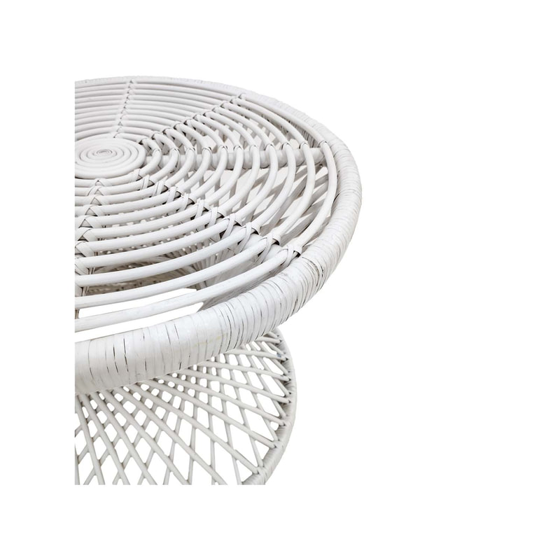 F-CS204-WH Peacock side table with white cane frame