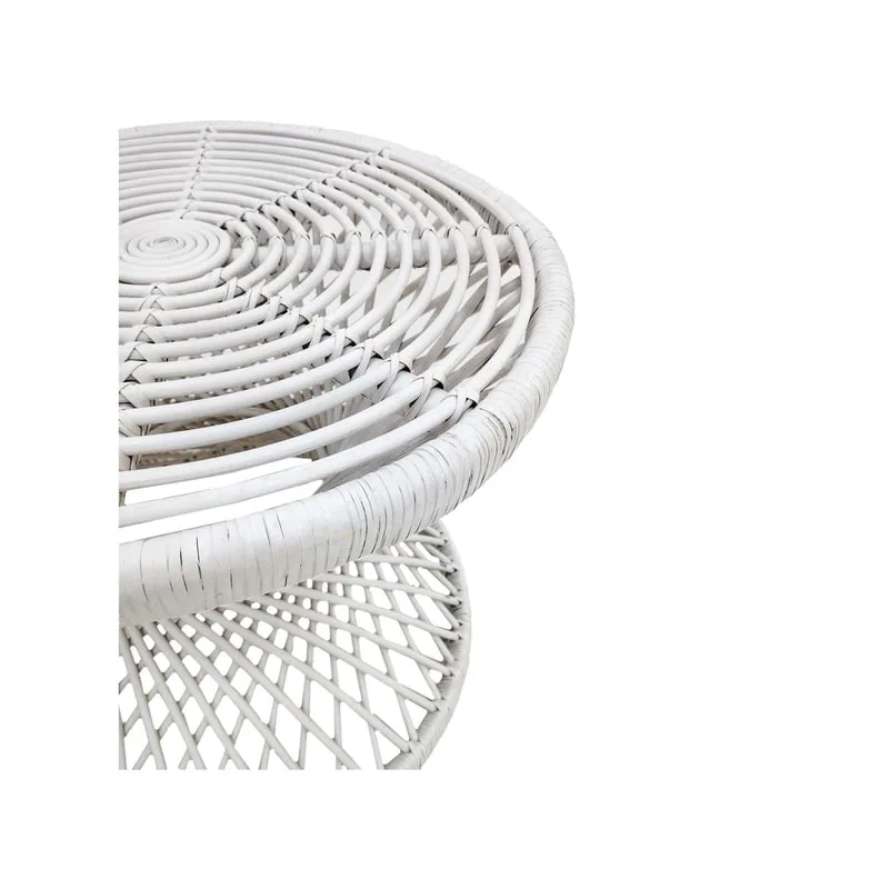 F-CS204-WH Peacock side table with white cane frame
